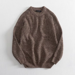 3 Pcs Mens Rib Knit Oversize Crew Neck Thick Pullover