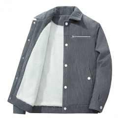2 Pcs Winter Fleece Lining Warm Classic Corduroy Jacket