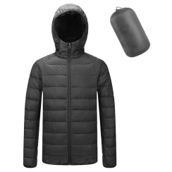 Mens Sports Training Casual Windproof Puffer Down Jacket With Hood