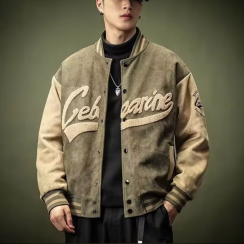 2 Pcs Retro Mens High Quality Baseball Outwear