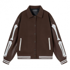 Winter Fleeced Leather Baseball Jacket